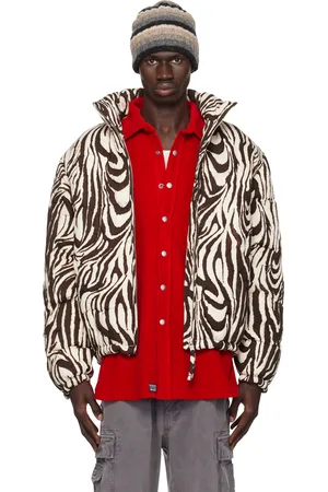 ERL Blouson matelassé noir et blanc à motif zébré
