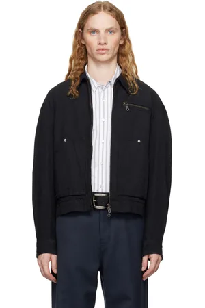 Coor Blouson de travail noir en toile oxford surteinte à effet délavé