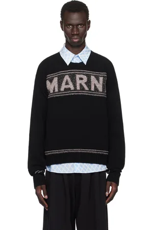 Marni Pull noir à logo en intarsia