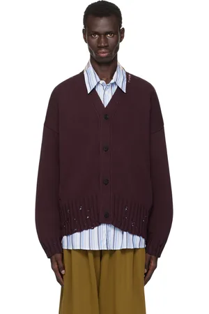 Marni Cardigan bourgogne à effet usé