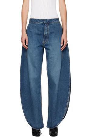 Alaïa Jean bleu à coutures extérieures incurvées