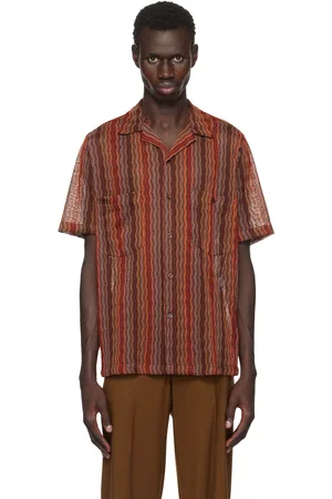 CMMN SWDN Chemise Dexter orange et mauve en tricot à mailles ouvertes