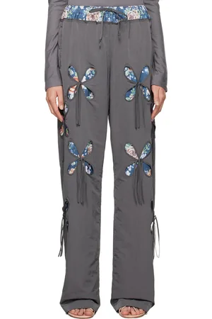 J.KIM Pantalon de survêtement gris à découpes florales
