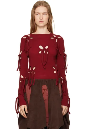 J.KIM T-shirt rouge à découpes florales