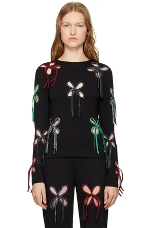 J.KIM T-shirt noir à découpes florales multicolores