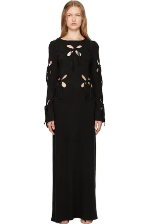 J.KIM Robe longue noire à découpes florales