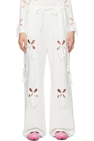 J.KIM Pantalon de détente blanc à découpes florales