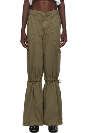 KSUBI Pantalon cargo ample kaki à panneaux à boutons-pression
