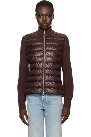 Moncler Blouson bourgogne en laine rembourré en duvet