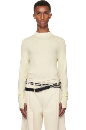 NULLUS Pull dégradé blanc cassé à rayures
