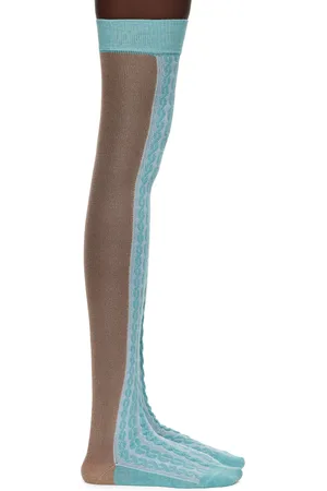 Julie Kegels Chaussettes hauteur genou Ami beige et bleu exclusives à SSENSE