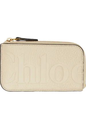 Chloé Petit porte-carte beige à logo