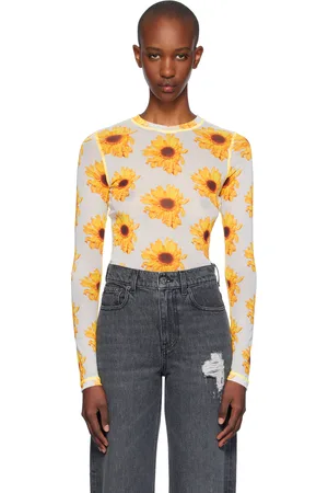 J.W.Anderson T-shirt à manches longues transparent blanc et jaune