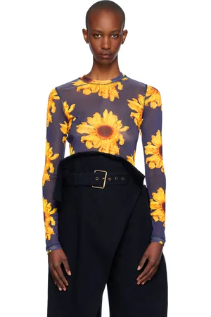 J.W.Anderson T-shirt à manches longues transparent bleu marine et jaune