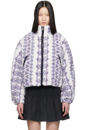 Isabel Marant Blouson Mackensy blanc cassé et mauve