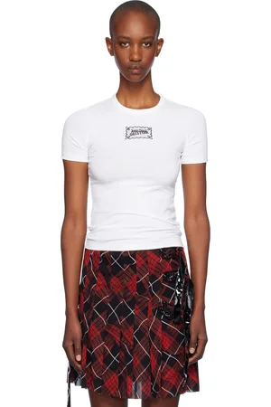 Jean Paul Gaultier Micro t-shirt blanc à logo de style dentelle - Très Gaultier