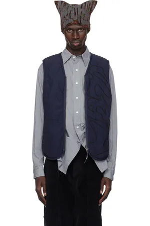 PAM PERKS AND MINI Veste matelassée réversible Penchant bleu marine et blanc cassé