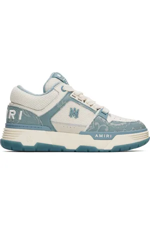 AMIRI Baskets MA-1 bleu et blanc cassé en denim à motif cachemire