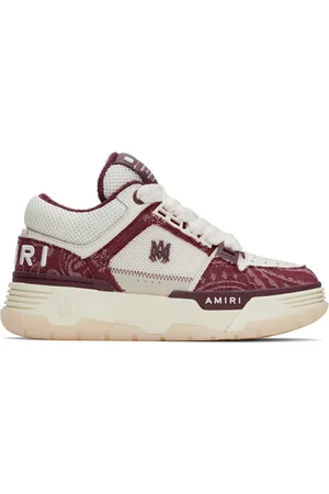 AMIRI Baskets MA-1 bourgogne et blanc cassé en denim à motif cachemire