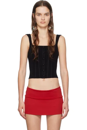 DANIELLE GUIZIO Débardeur de style corset noir en tricot