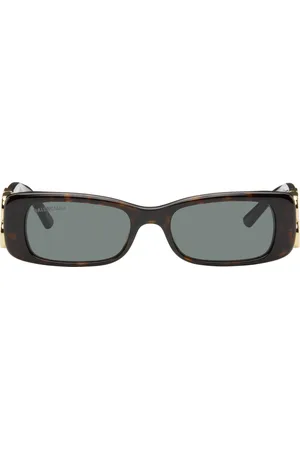 Balenciaga Lunettes de soleil rectangulaires Dynasty brun et noir