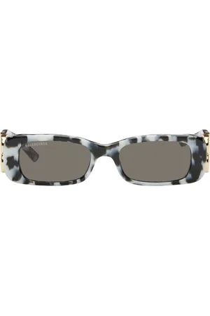 Balenciaga Lunettes de soleil rectangulaires Dynasty noir et blanc