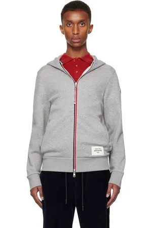 Moncler Pull à capuche gris à glissière