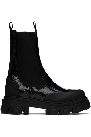 Ganni Bottes chelsea hauteur mi-mollet noires à crampons