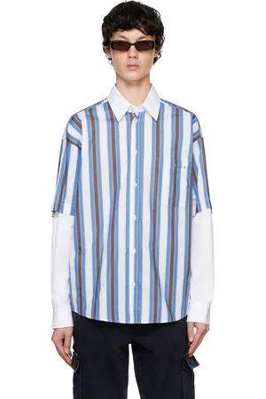 Le PÈRE Chemise étagée bleu et blanc à boutons et à panneaux amovibles