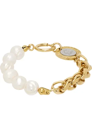 In Gold We Trust Bracelet doré à perles et à fermoir à logo - LO ZIO: l