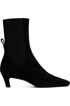 Totême Bottes à petit talon noires en suède