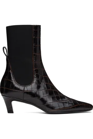 Totême Bottes à petit talon brunes en cuir