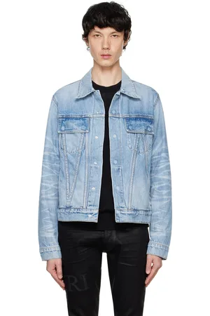 AMIRI Blouson camionneur bleu en denim à lisière