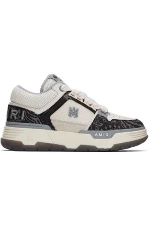 AMIRI Baskets MA-1 noir et blanc cassé en denim à motif cachemire