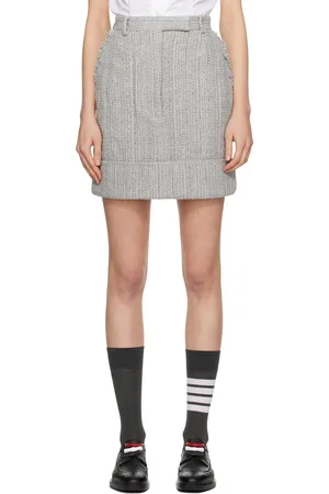 Thom Browne Minijupe grise à bords effilochés