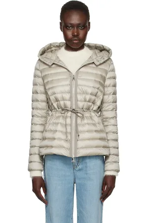 Moncler Blouson court Raie gris rembourré en duvet