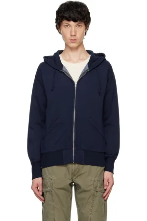 Ralph Lauren Pull à capuche bleu marine en molleton à glissière