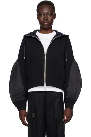 SACAI Pull à capuche noir à panneaux