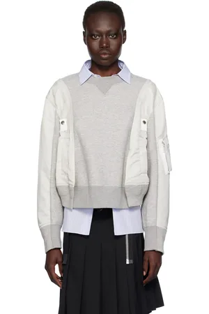 SACAI Pull molletonné gris à panneaux