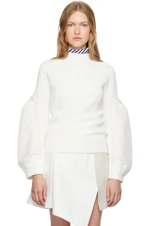 SACAI Pull blanc cassé à panneaux
