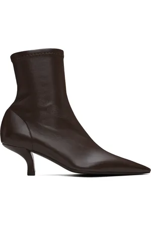 Totême Bottes à petit talon brunes à col de style chaussette