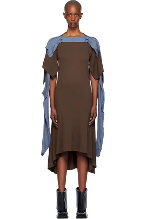 Kiko Kostadinov Robe midi Circe brun et bleu