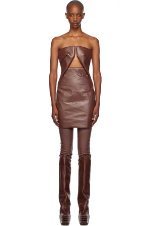 Rick Owens Robe courte brune à découpe à armature Prong - Porterville