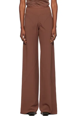 Rick Owens Pantalon de détente brun en crêpe à panneaux asymétriques - Porterville