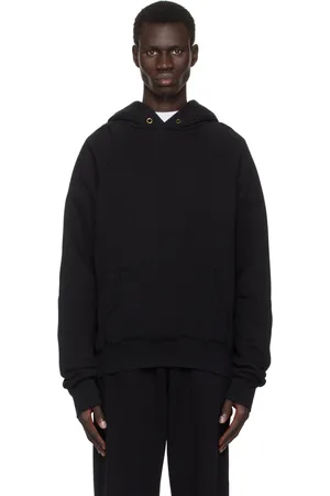 Les Tien Pull à capuche noir à manches raglan