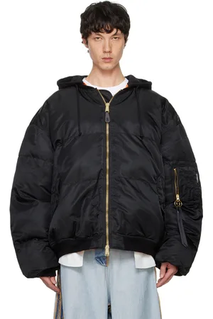 Vetements Blouson aviateur matelassé réversible noir à capuche