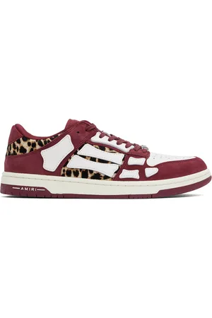 AMIRI Baskets bourgogne à appliqués Skel Top et à motif léopard