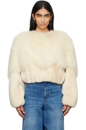 Chloé Blouson écourté blanc cassé en peau retournée