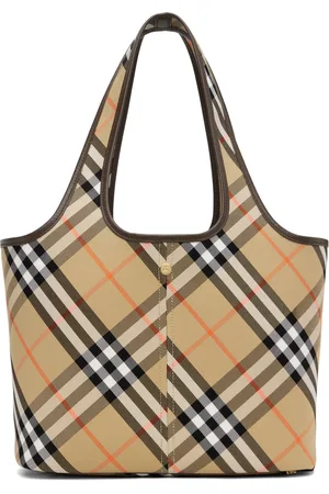 Burberry Petit cabas brun clair à carreaux - Classics