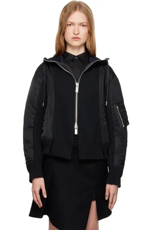 SACAI Pull à capuche noir à panneaux